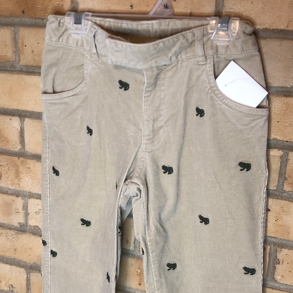 KC Parker Beige Corduroy Pants with Green Frogs